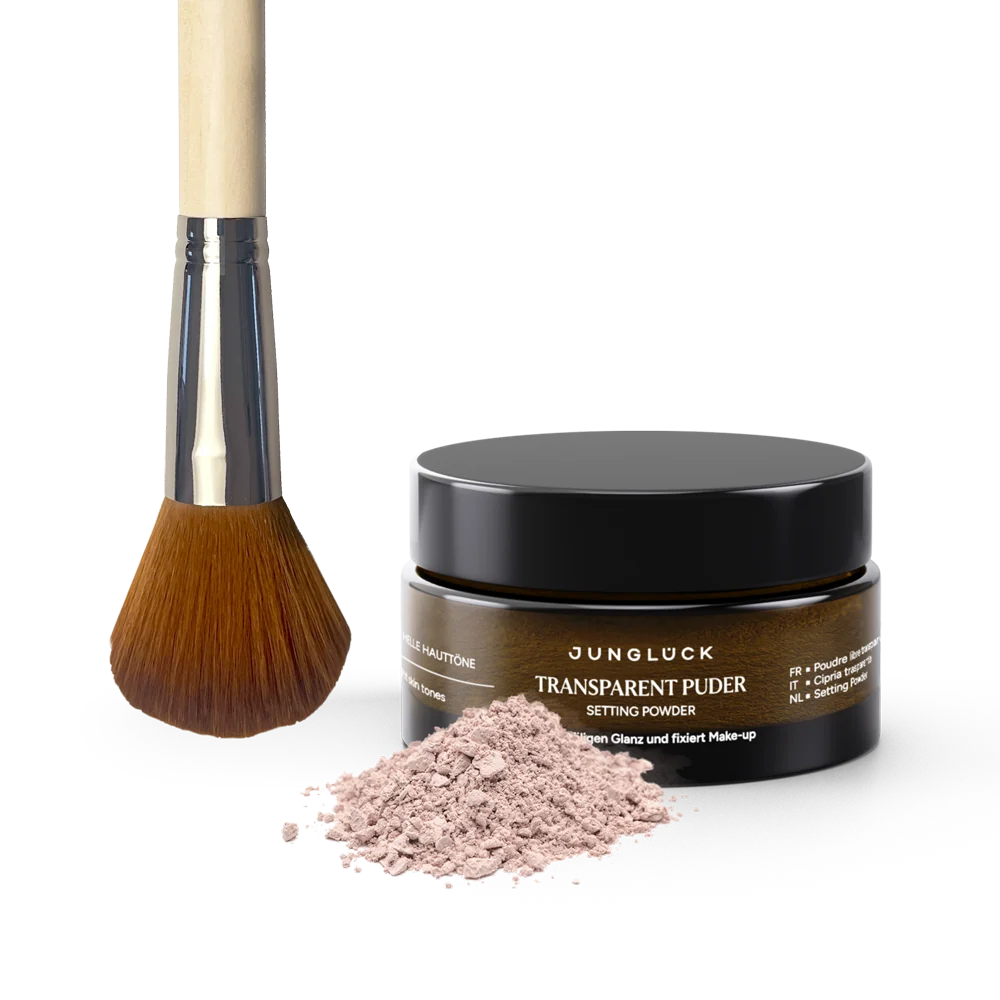 Transparenter Puder + Pinsel Kombi Rosé